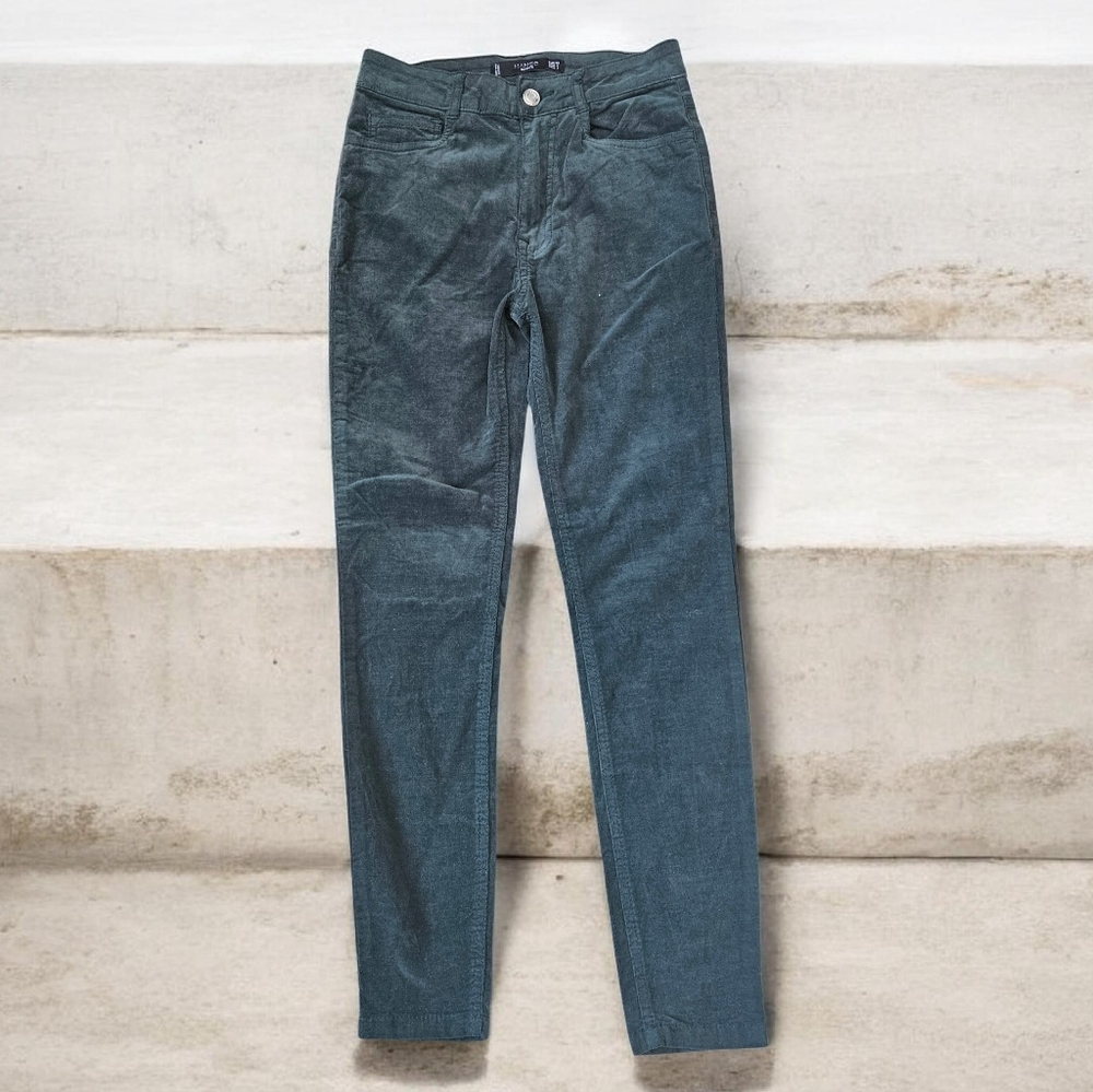 Mango Basics Women's Green Corduroy Jeans